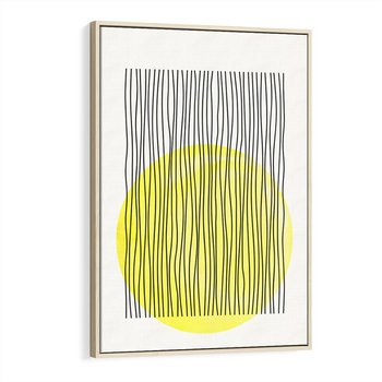 Obraz w ramie 50x70 - Ciepłe Przenikanie - geometria, żółte koło - rama drewno