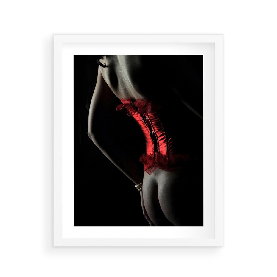 Plakat w ramie 40x50 - Piękno i Siła - akt, kobieta - rama biała