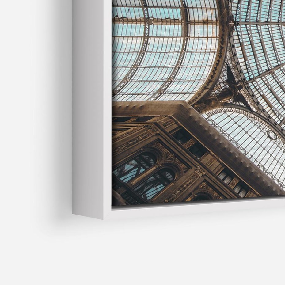 Obraz w ramie 70x50 - Magia Sklepienia - sklepienie, szklany dach - rama biała