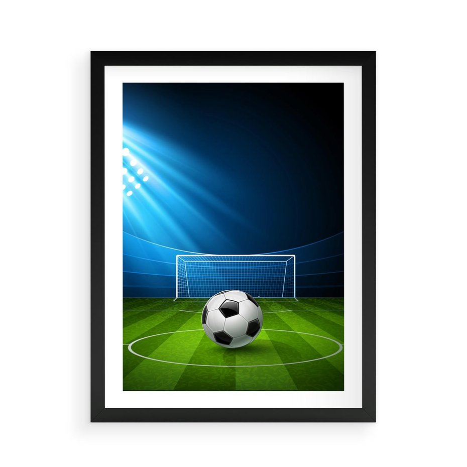 Plakat w ramie 50x70 - Piłkarska ekscytacja w momencie gola - piłka, nożna - rama czarna
