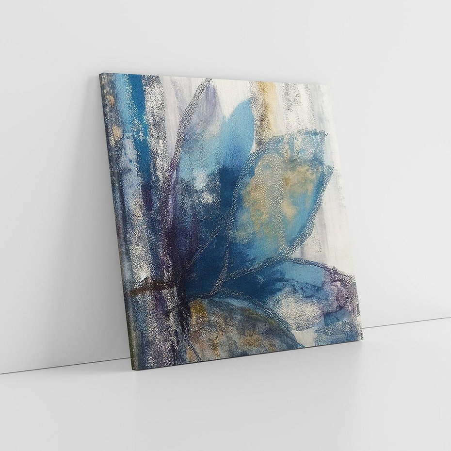 Obraz na płótnie 70x70 - Tekstura Kwiatu - olejny obraz, niebieski kwiat