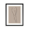 Plakat w ramie 40x50 - Intrygujące Szkice - mnimalistyczny akt kobiecy, beżowa tonacja - rama czarna