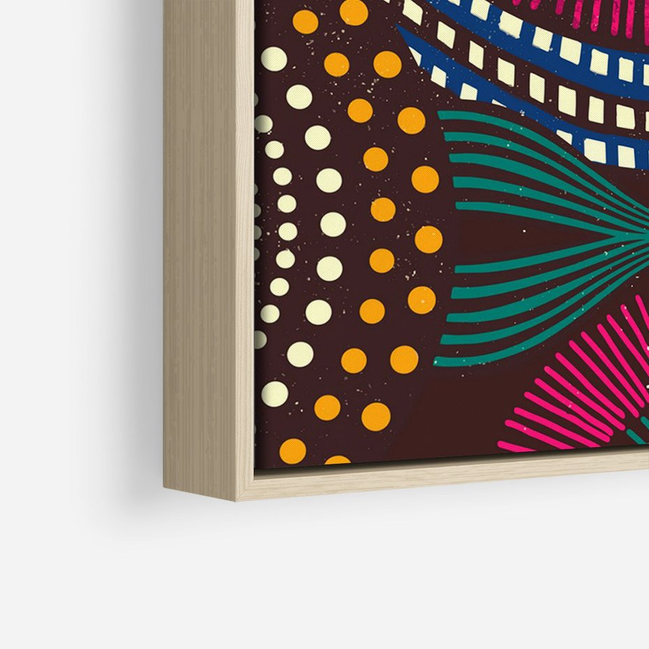 Obraz w ramie 50x70 - Energia Wzorców - enticzne wzory, kształty - rama drewno