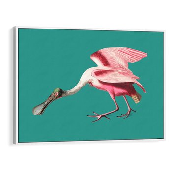 Obraz w ramie 70x50 - Różowy Ptak Wyobraźni - różowy ptak, wyobraźnia - rama biała