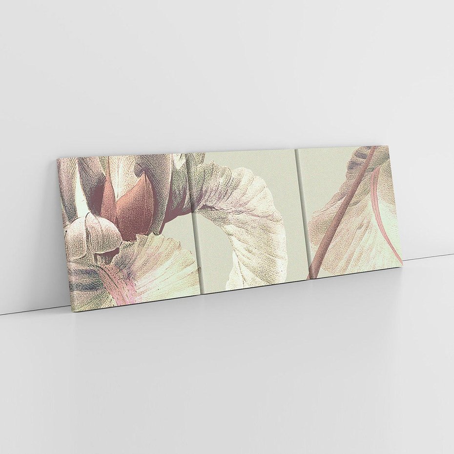 Obraz na płótnie 90x30 - Przenikanie światów barw - kwiaty vintage, tropikalne rośliny