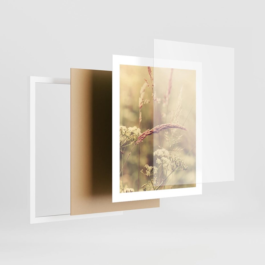 Plakat w ramie 40x50 - Boho Wizja - suszone, trawy - rama biała