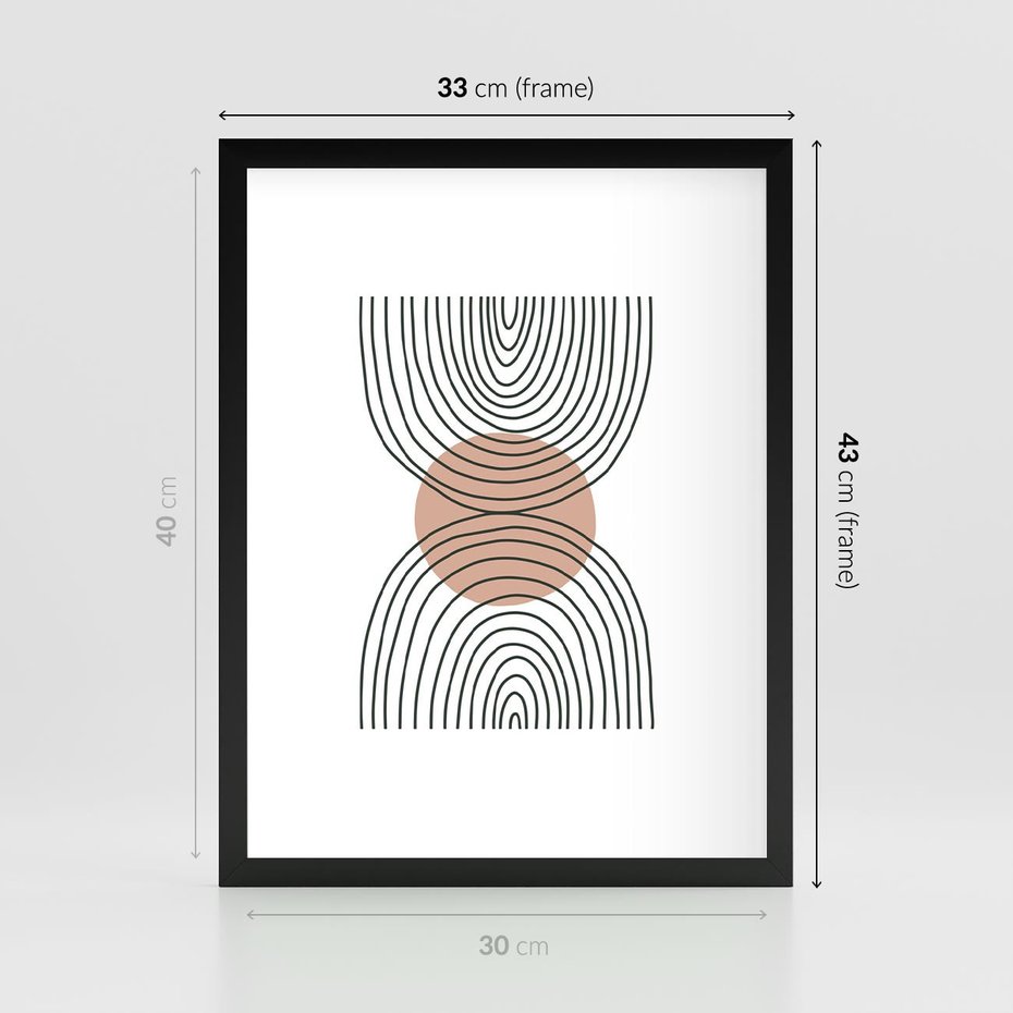Plakat w ramie 30x40 - Przenikające Widzenia - półkola, koło - rama czarna