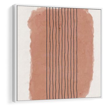 Obraz w ramie 80x80 - Rozmyte Widzenia - abstrakcyjna akwarelowa plama, nieregularne kreski - rama biała