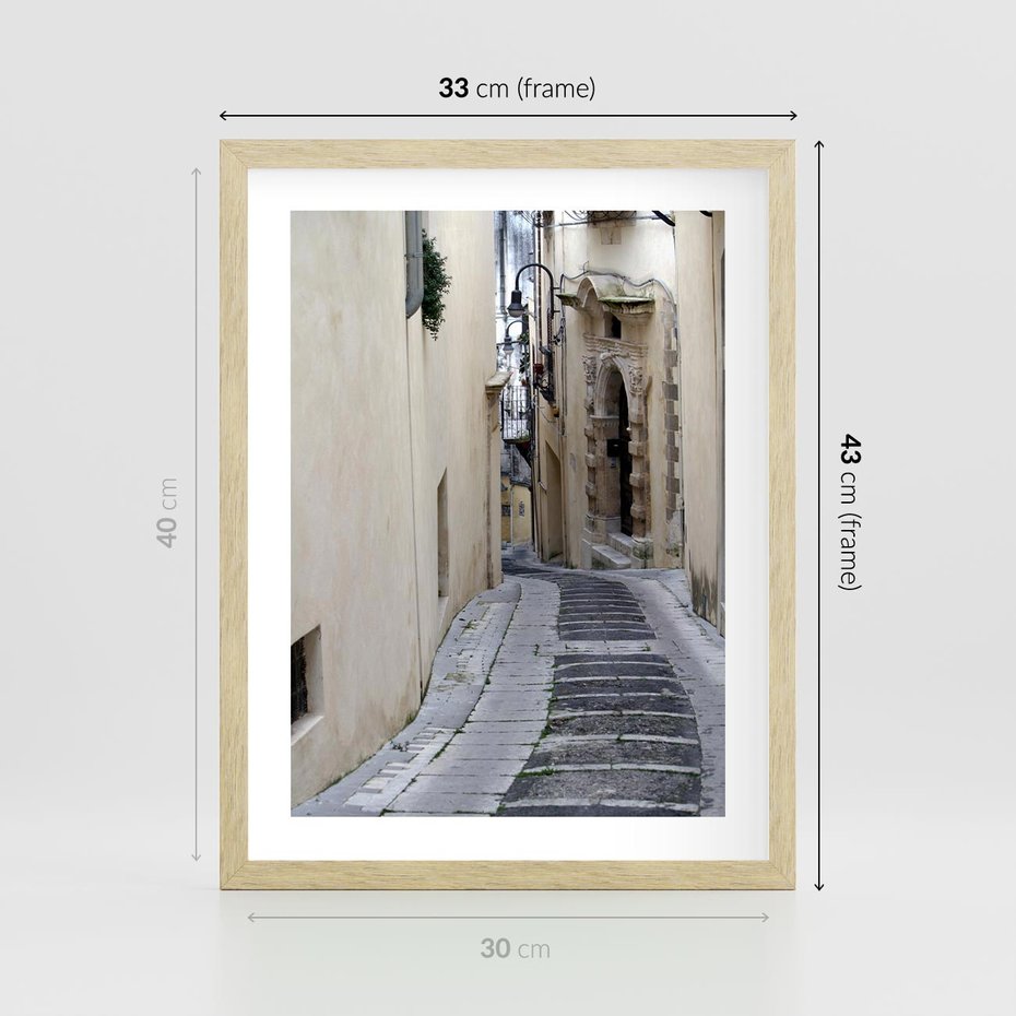 Plakat w ramie 30x40 - Uroki Włoskiej Uliczki - włoska, uliczka - rama drewno