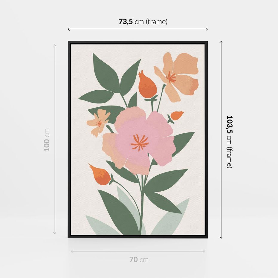 Obraz w ramie 70x100 - Kwiatowe Nastroje - kwiat, sztuka nowoczesna - rama czarna