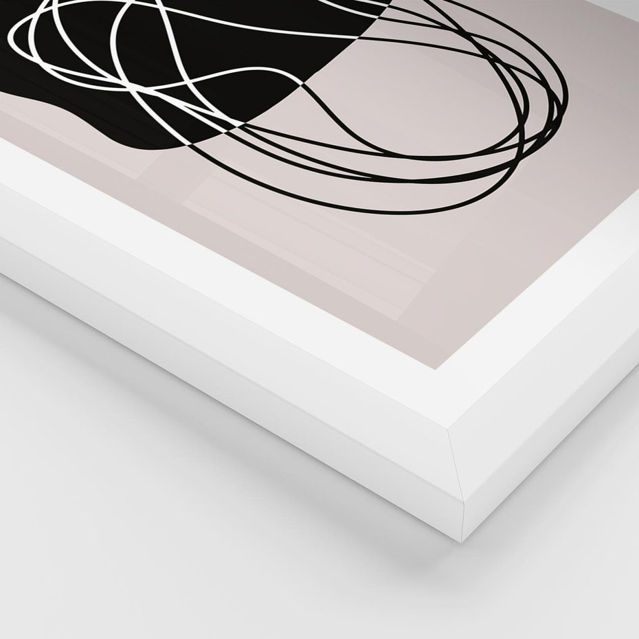 Plakat w ramie 40x50 - Abstrakcyjne Harmonie - abstrakcyjne szkicowane linie, minimalizm - rama biała