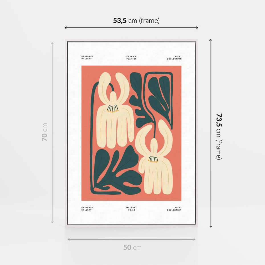 Obraz w ramie 50x70 - Migotliwe Echa - kwiaty, nowoczesna abstrakcja - rama biała