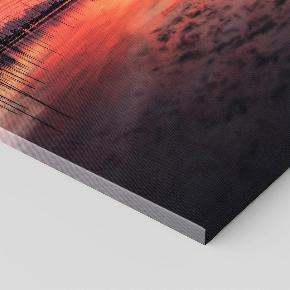 Obraz na płótnie 80x120 - Morze, fale i skały - zachód słońca,