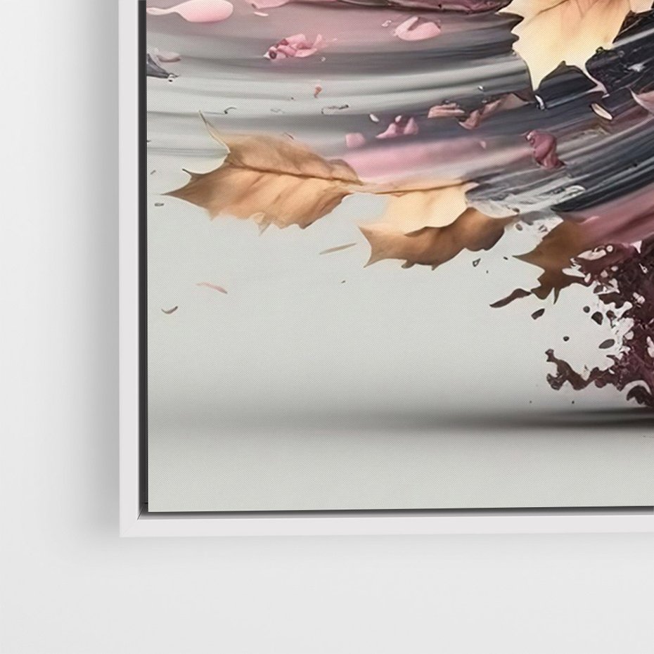 Obraz w ramie 50x70 - Kwiatowy Wir - nowoczesna grafika komputerowa, wir z kwiatów - rama biała