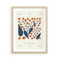 Plakat w ramie 50x70 - Minimalistyczna Uroda Jarzębin - jarzębiny, niebieskie liście - rama drewno