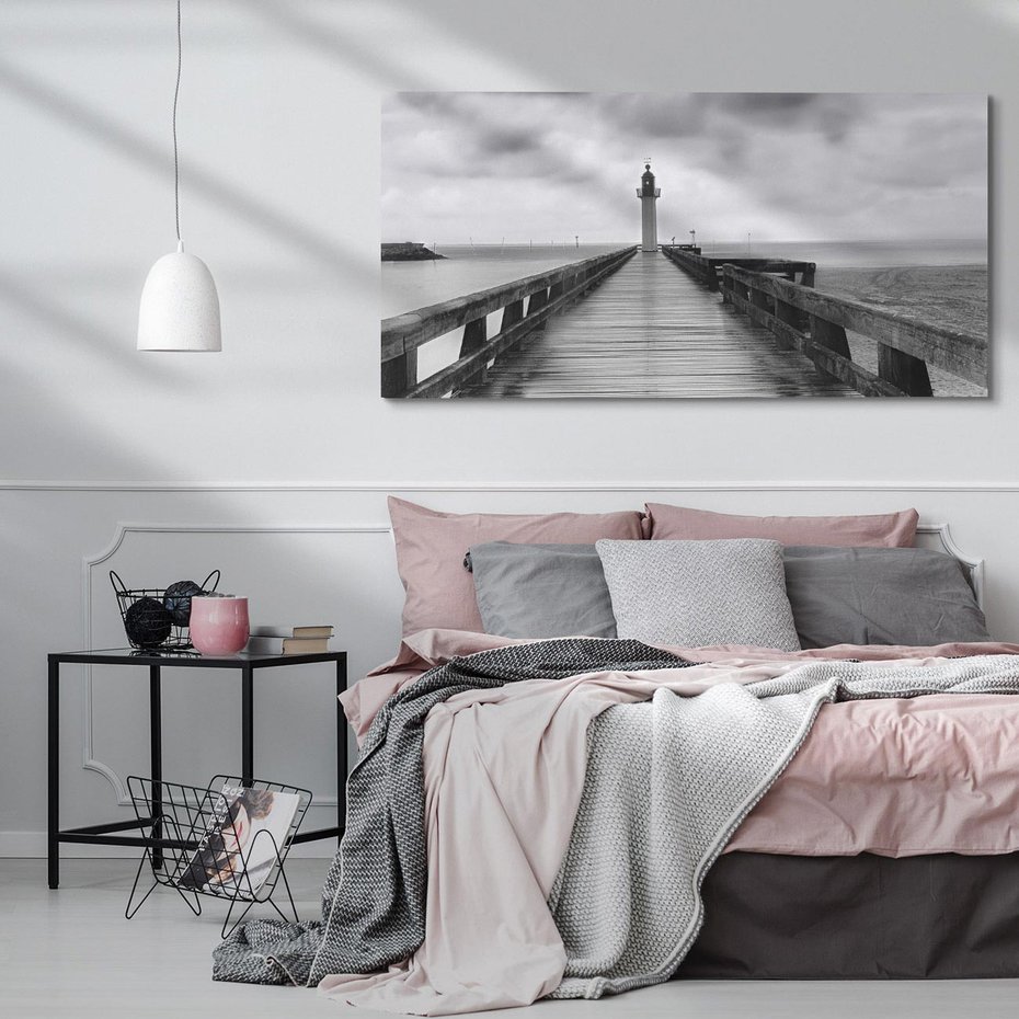 Obraz na płótnie 140x70 - Romantyczny pomost z latarnią - pomost, latarnia