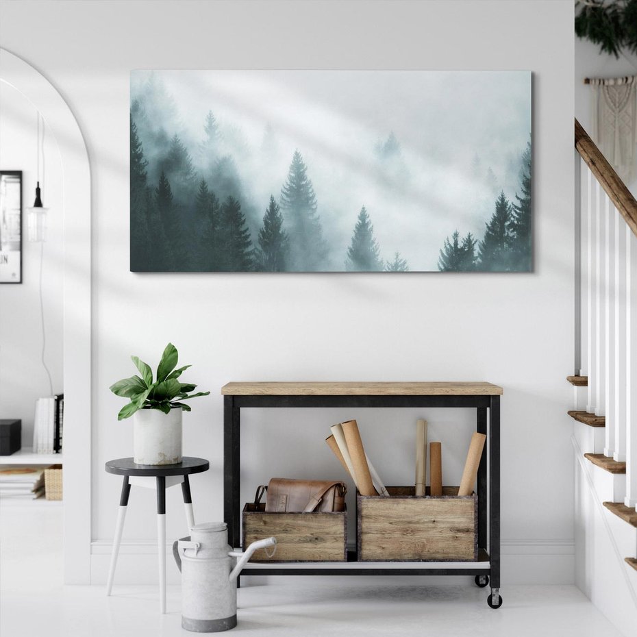 Obraz na płótnie 120x60 - Las w Mgłe - las, we