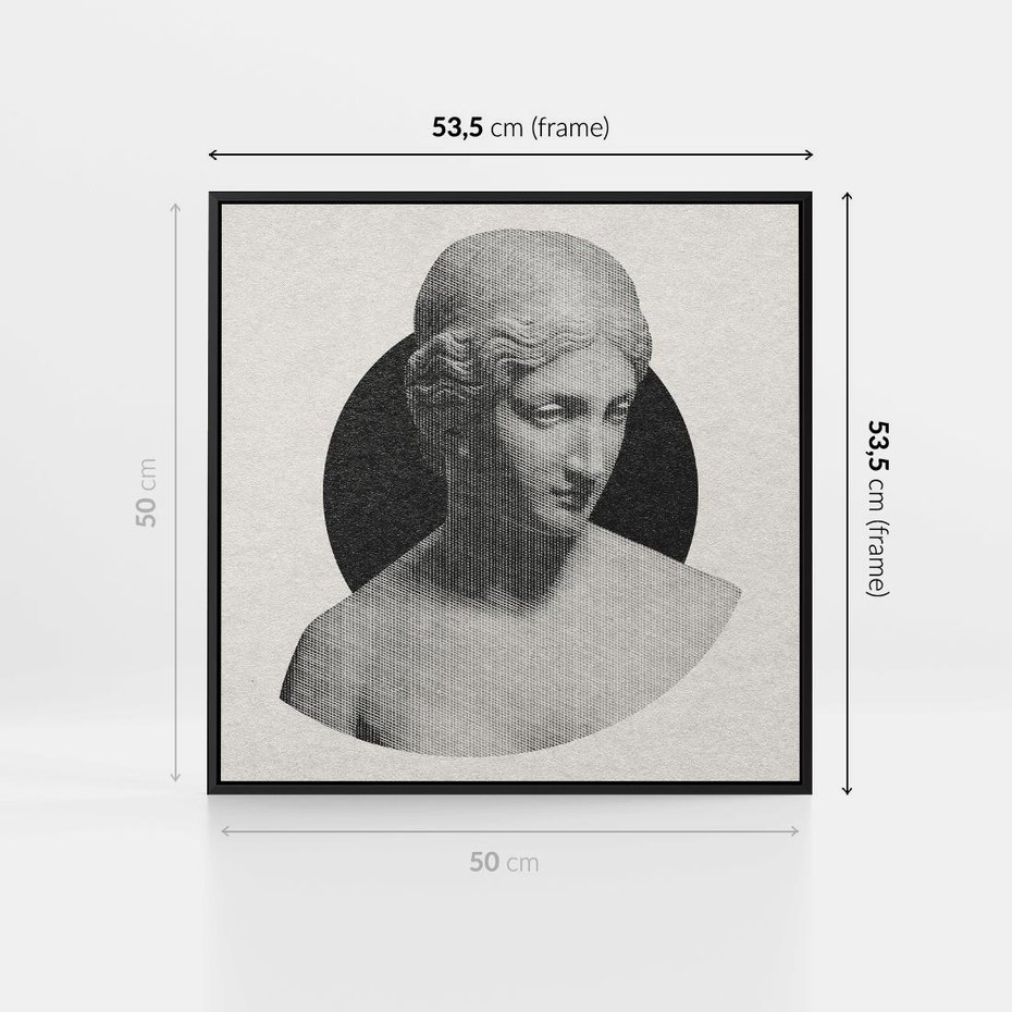 Obraz w ramie 50x50 - Sztuka Zeszłych Czasów - antyczna rzeźba kobiety, posąg - rama czarna