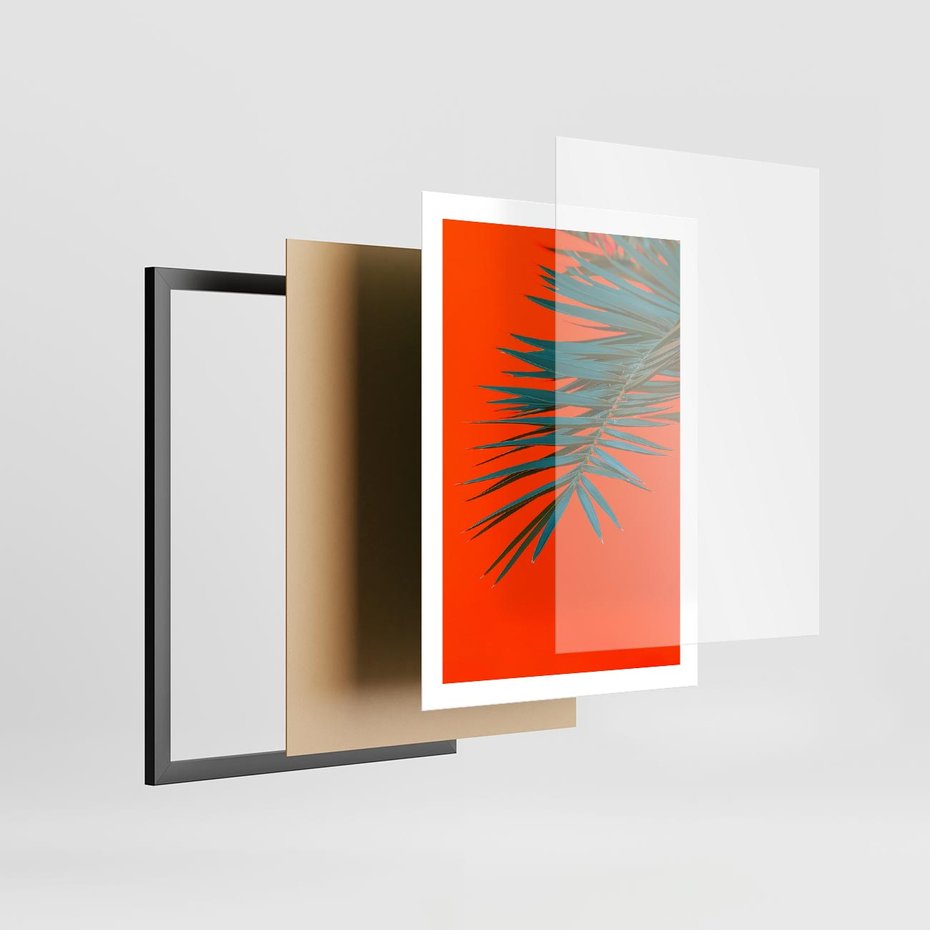 Plakat w ramie 50x70 - Egzotyczny Urok - liście, palma - rama czarna