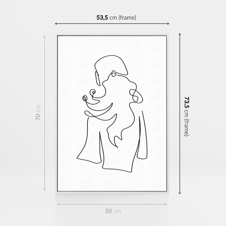 Obraz w ramie 50x70 - Zaklęte Linie - szkic kobiety, jedną linia - rama biała