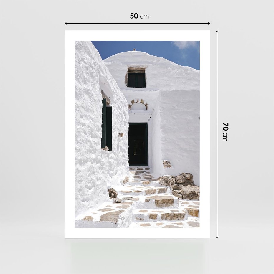 Plakat bez ramy 50x70 - Santorini - Grecja błękitem malowana - Santorini, Grecja