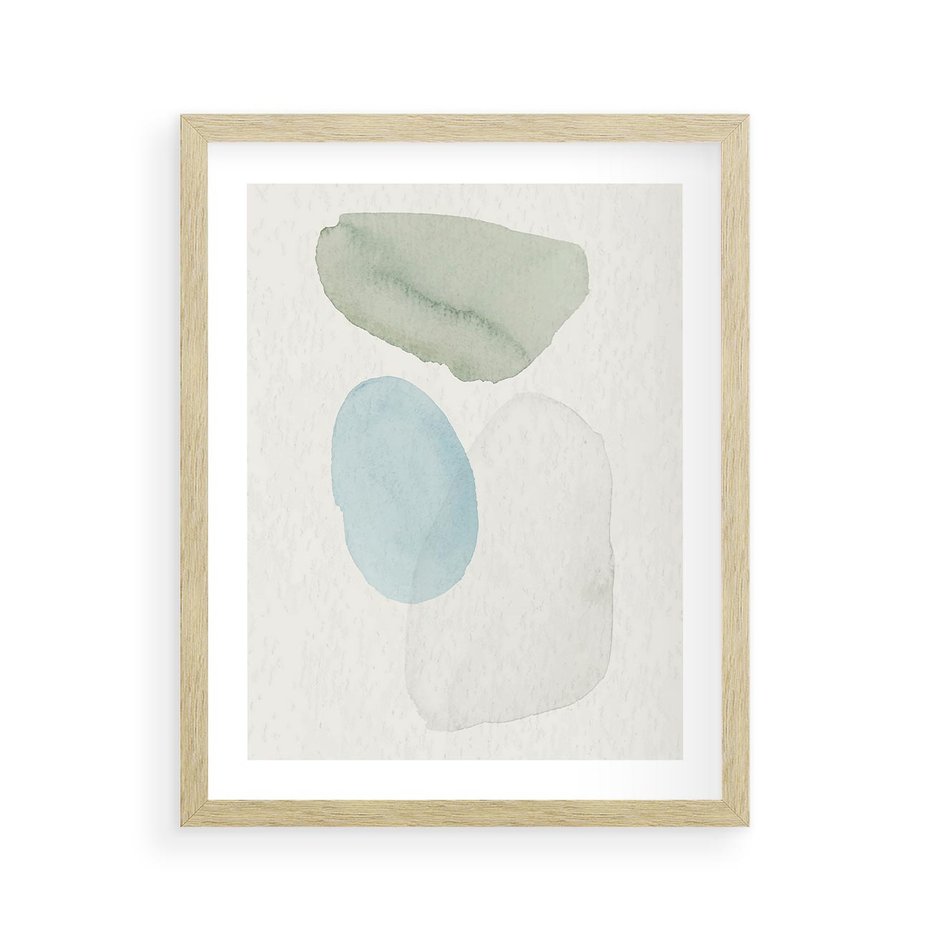Plakat w ramie 40x50 - Akwarelowa Symfonia Natury - abstrakcyjne delikatne plamy, akwarelowe - rama drewno