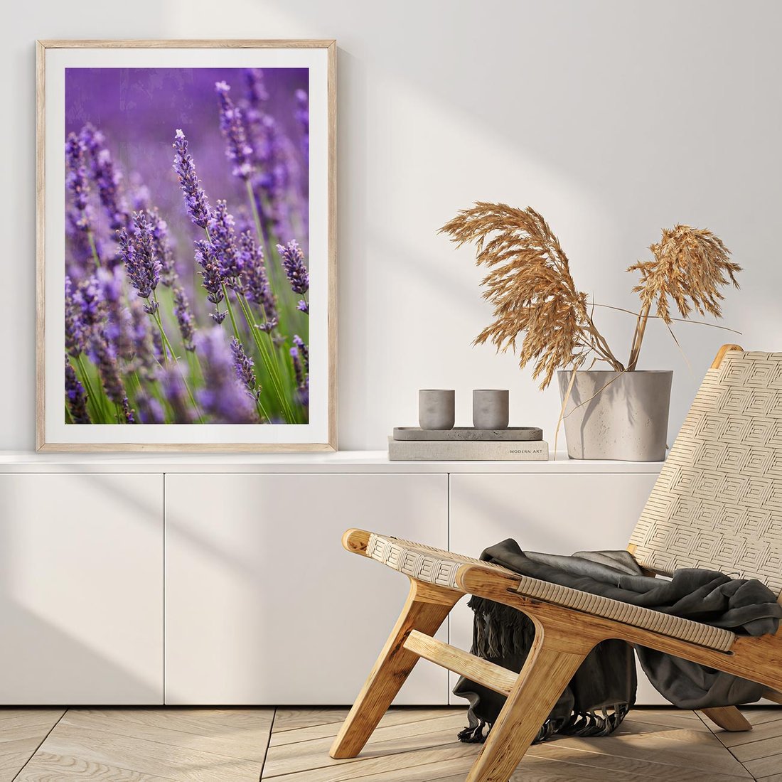 Plakat w ramie 50x70 - Urok lawendy - lawenda, kwiaty - rama drewno