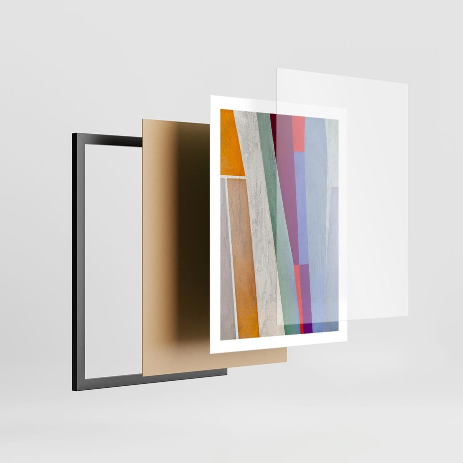 Plakat w ramie 50x70 - Księga Ukrytych Odbić - abstrakcyjne dziwne kształty, olejny obraz - rama czarna