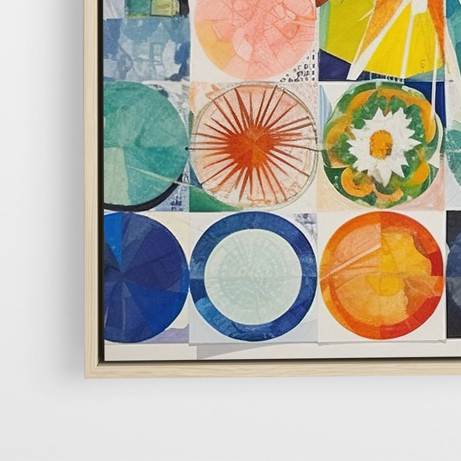 Obraz w ramie 50x70 - Rozkwitające Wzory Abstrakcji - abstrakcyjny obraz, mnogość kolorów - rama drewno