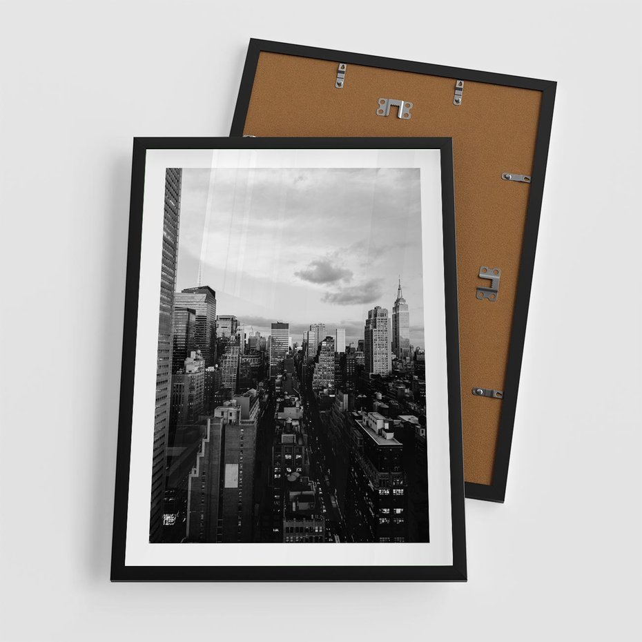 Plakat w ramie 50x70 - Wibracje Miejskiego Życia - miasto, wieżowce - rama czarna