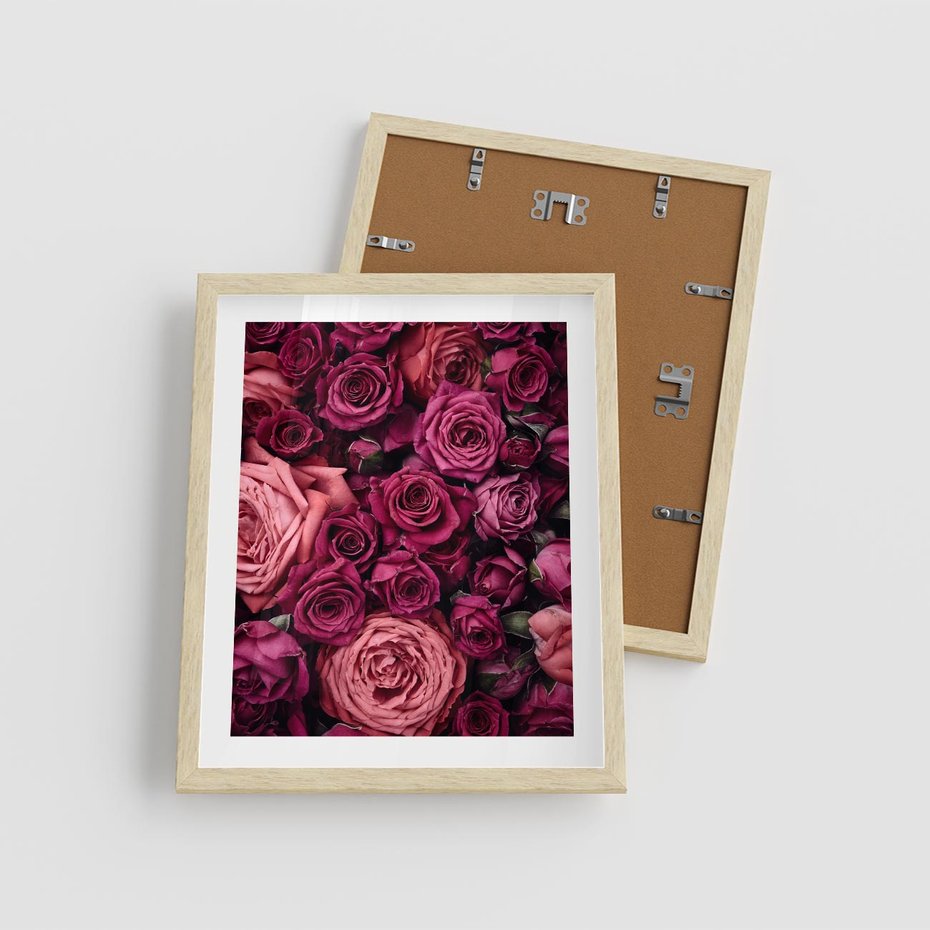 Plakat w ramie 40x50 - Róże - piękno kwiatów - róże, kwiaty - rama drewno