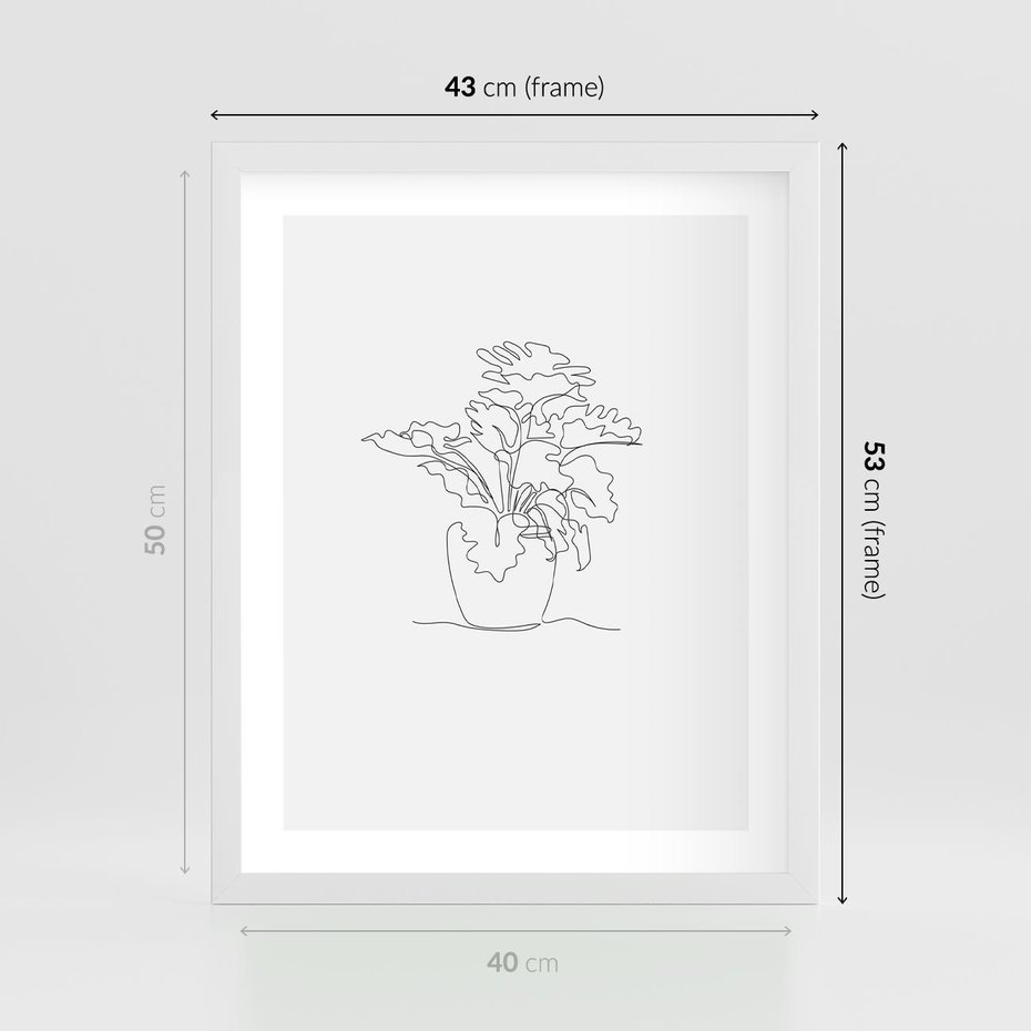 Plakat w ramie 40x50 - Rozkwitające Formy - szkic, minimalizm - rama biała