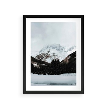 Plakat w ramie 30x40 - W Cieniu Śnieżnych Szczytów - górski krajobraz, zima - rama czarna
