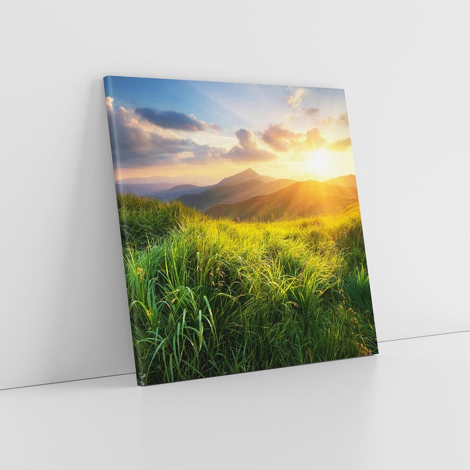 Obraz na płótnie 50x50 - Bliskość Natury - góry, łąka