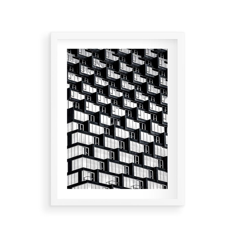 Plakat w ramie 30x40 - Elegancja Wysokości - architektura, wieżowiec - rama biała