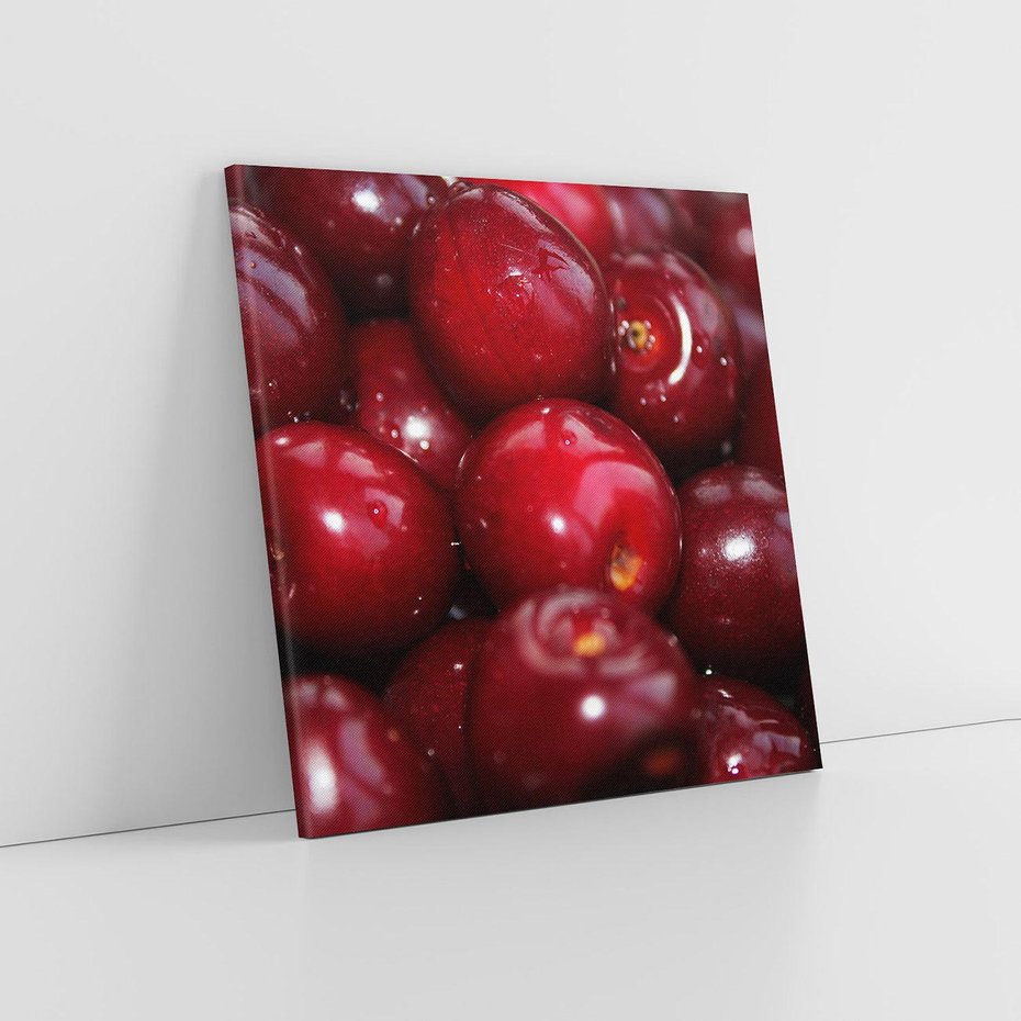 Obraz na płótnie 40x40 - Wiśnie Owocowa Rozkosz - wiśnie, owoce