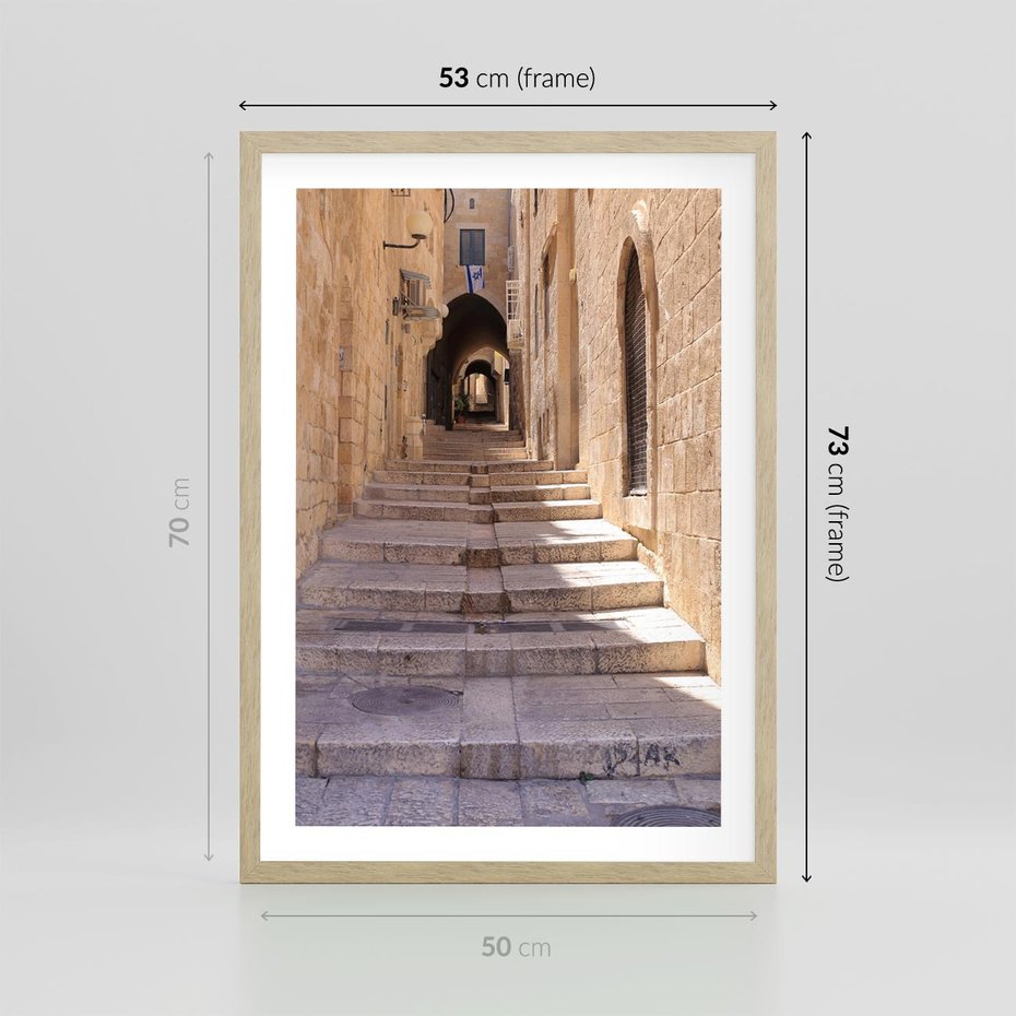 Plakat w ramie 50x70 - miasto w innej odsłonie - uliczka, perspektywa - rama drewno