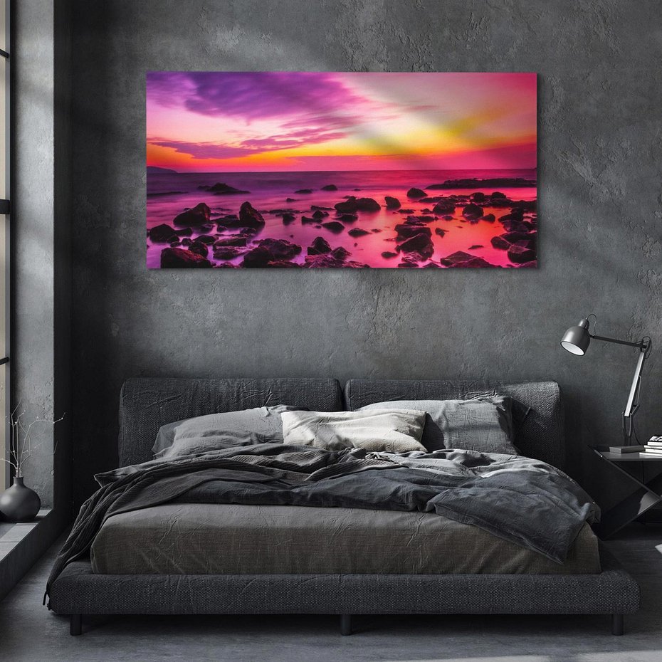 Obraz na płótnie 100x50 - Skały i plaża nad morzem - morze, plaża