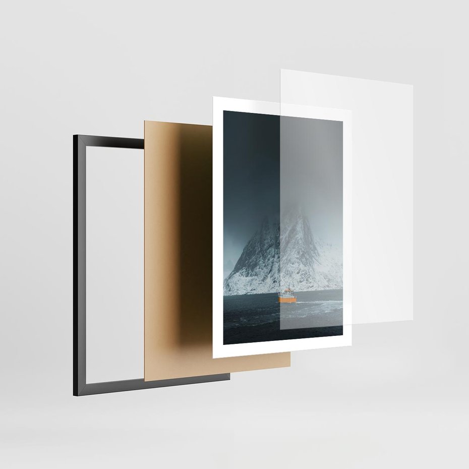Plakat w ramie 50x70 - Skandynawski pejzaż - skadynawski, pejzaż - rama czarna