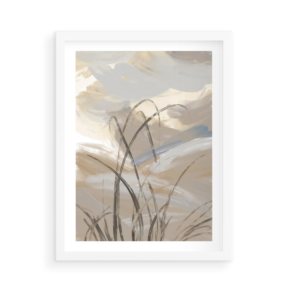 Plakat w ramie 50x70 - Nowoczesne Odbicia - akwarela, obraz - rama biała