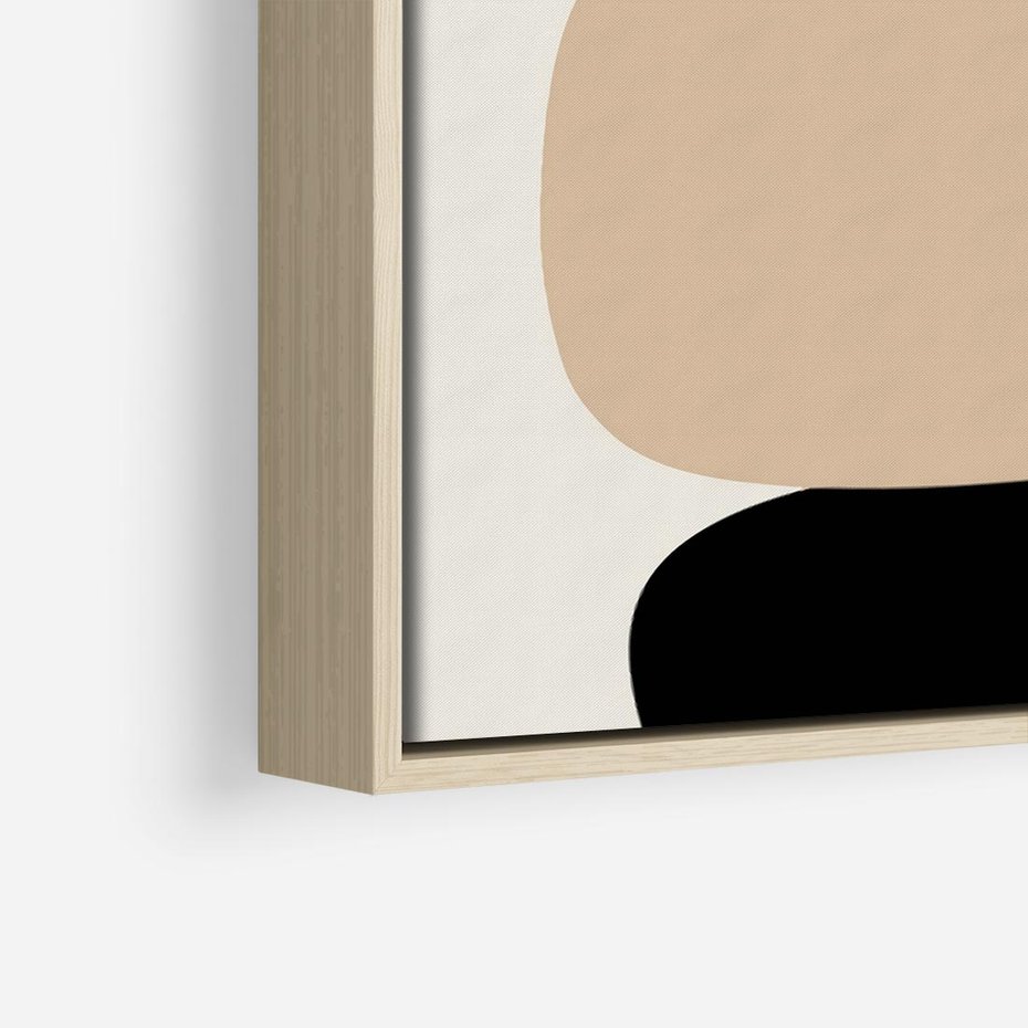 Obraz w ramie 50x50 - Zgeometryzowane Kształty - modernistyczny plakat, obłe kształty - rama drewno