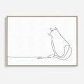 Obraz w ramie 70x50 - Koci Szkic - szkic, line art - rama drewno