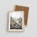 Plakat w ramie 30x40 - Dzikie Piękno: Kozica w Malowniczym Górskim Scenerii - kozica, góry - rama drewno