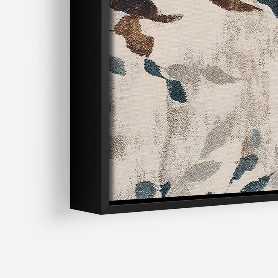 Obraz w ramie 100x70 - Refleksje liściowych barw - abstrakcyjne kształty, przypominają liście - rama czarna