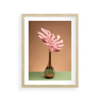 Plakat w ramie 50x70 - Wyjątkowy monstera - monstera, liść - rama drewno