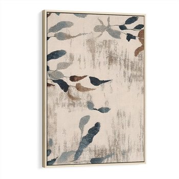 Obraz w ramie 80x120 - Refleksje liściowych barw - abstrakcyjne kształty, przypominają liście - rama drewno