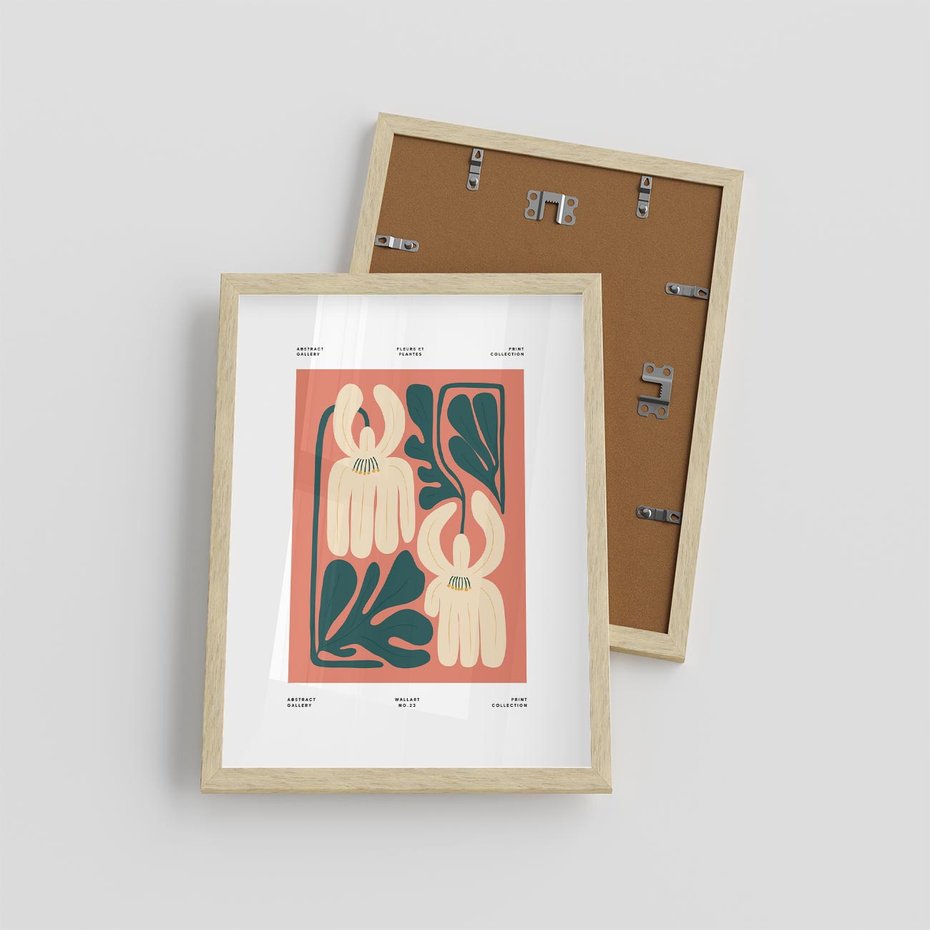 Plakat w ramie 30x40 - Migotliwe Echa - kwiaty, nowoczesna abstrakcja - rama drewno