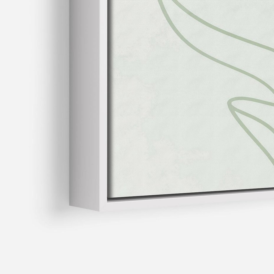 Obraz w ramie 50x50 - Zielona Równowaga Linii - abstrakcyjne delikatne zielone linie, nowoczesny plakat - rama biała