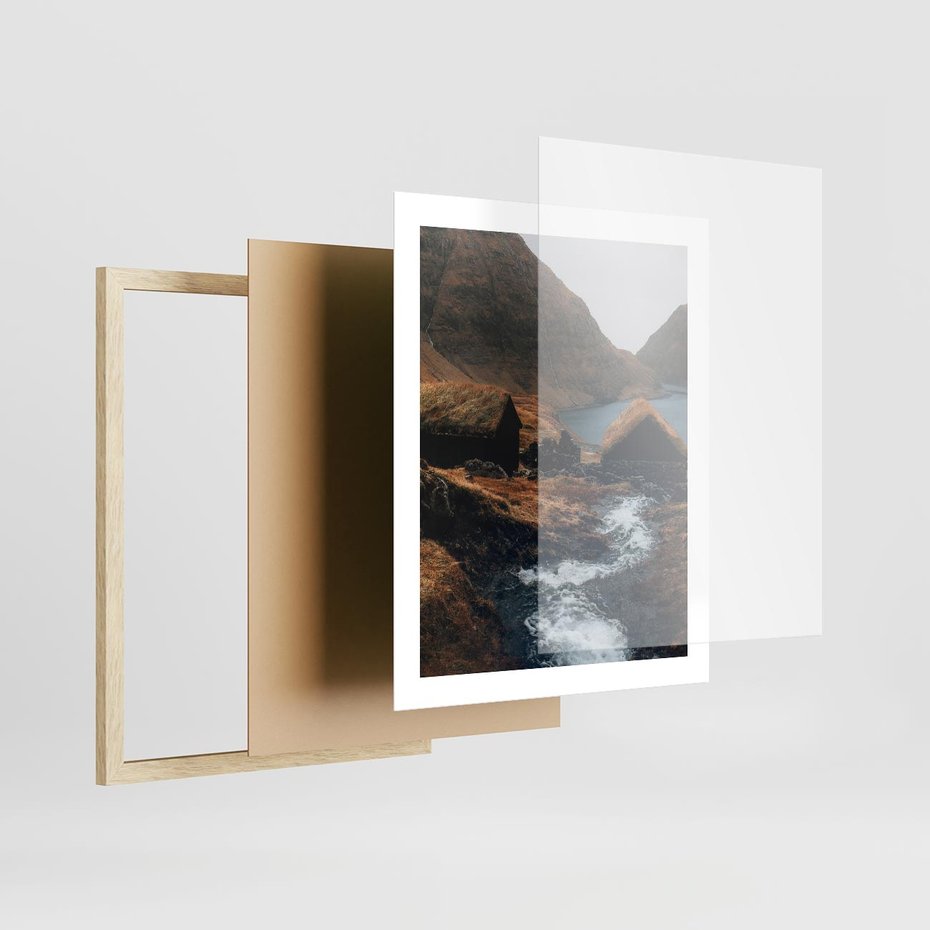 Plakat w ramie 40x50 - Spokój Natury - skandynawski, pejzaż - rama drewno