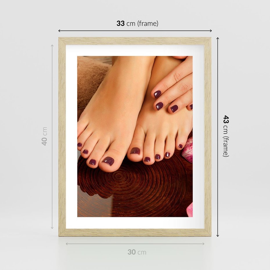 Plakat w ramie 30x40 - Manicure i Pedicure - manicure, pedicure - rama drewno
